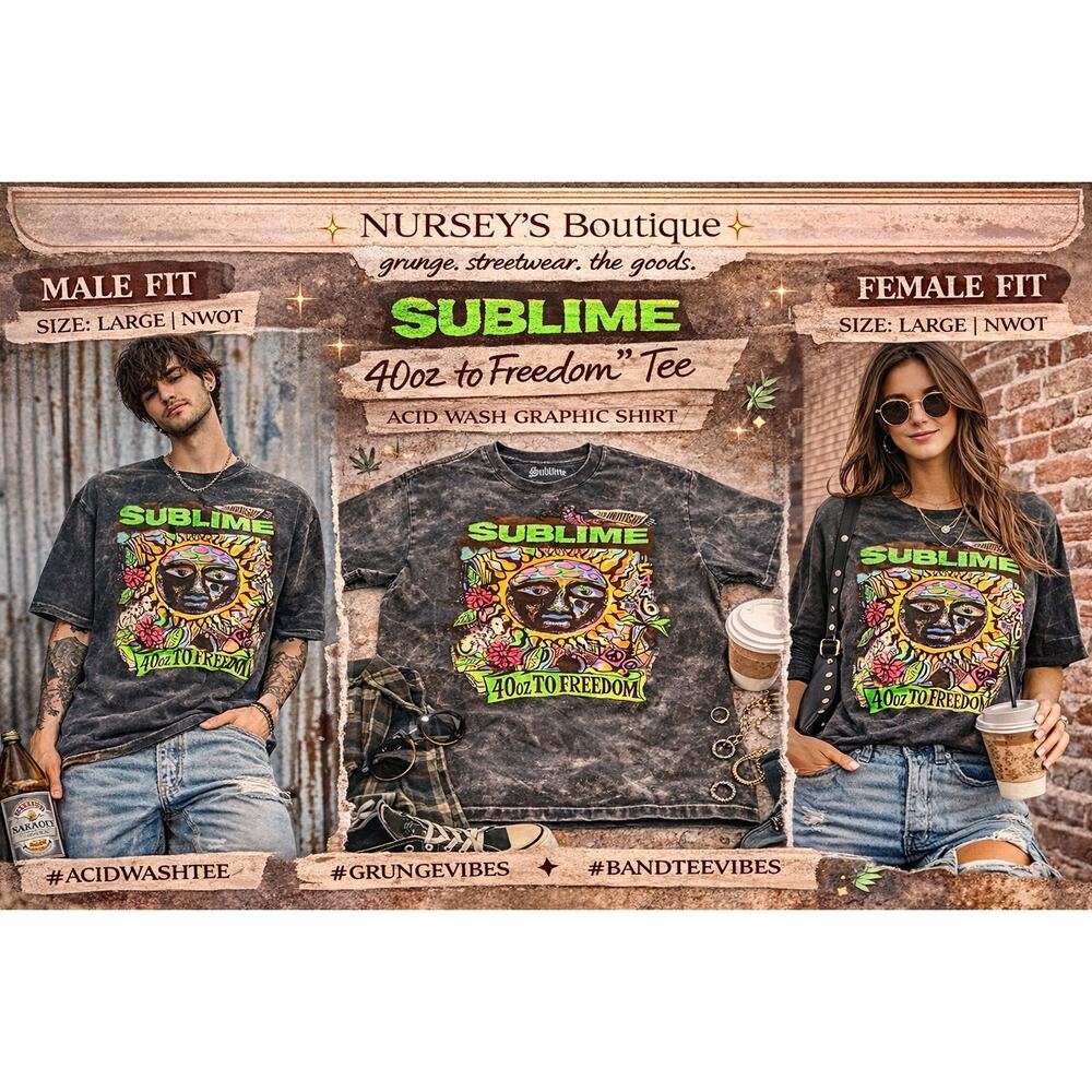 Sublime 40oz to Freedom Tee Acid Wash Graphic Band Shirt L